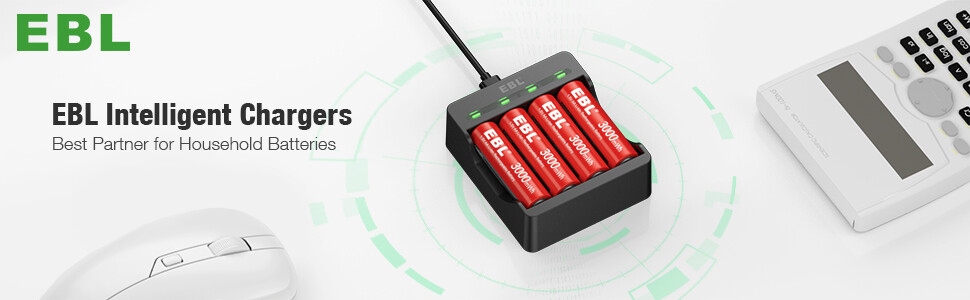 EBL 1.5V AA AAA Rechargeable Batteries 1200/3000mWh Lithium Battery /Charger Lot