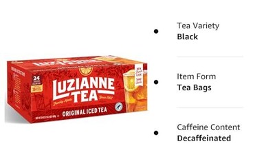 Luzianne Iced Tea Bags Gallon Size Unsweetened 24 Count Box Specially Blended...