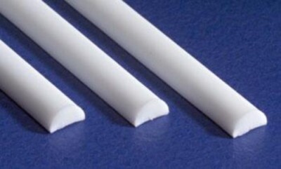 Evergreen Styrene Half Round .040 (5) - Model Railroad Scratch Building Supply