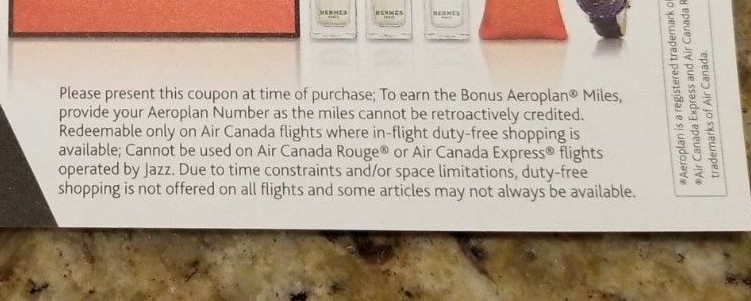 Air Canada Boutique Duty Free 30$ off Onboard Duty Free Purchase + 750 Aeroplan