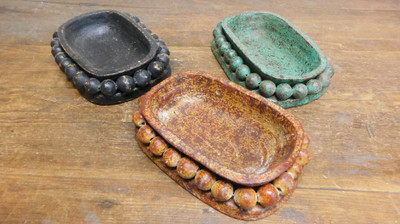 Ovee  Trio Beaded Candle Vessel-Quantity of 12-Clay-8 x 11 x 2.5 inches-Beads