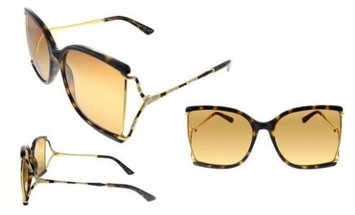 Pre-owned Gucci Women Oversized Sunglasses In Havana/gold Frame W/orange Lens Gg0592s-003