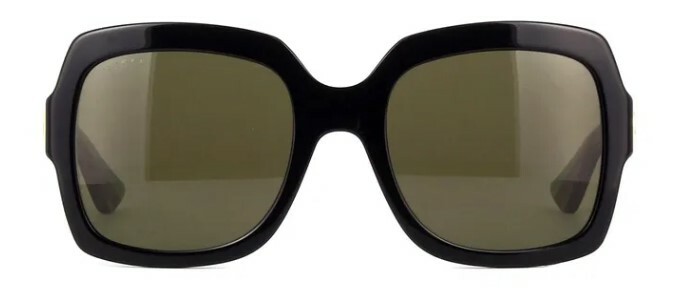 Pre-owned Gucci Gg0036sn 002 Black Square Rectangle Women's 54 Mm Sunglasses In Brown
