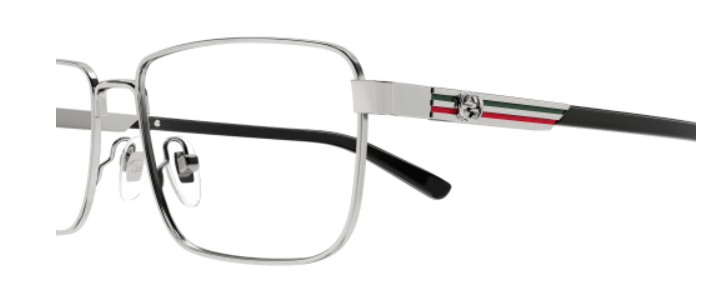 Pre-owned Gucci Gg1291o 001 Gunmetal Rectangular Men's Eyeglasses In Clear