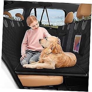  Dog Car Seat Cover for Back Seat with Strong Hard Bottom, Back Seat Black