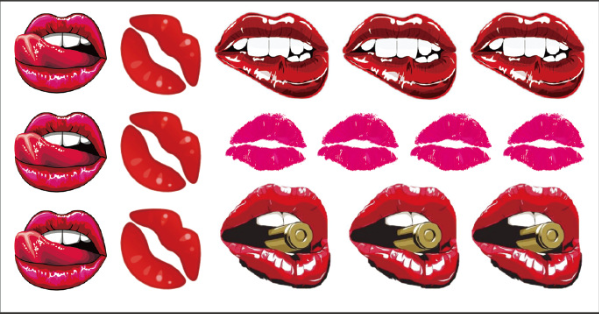 4 Sheets /Set Sexy Naughty Temporary Tattoo Stickers Adult Body Art Lips Kiss