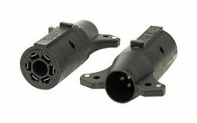 Pollak 12-719EV 7-Way Blade RV to 6-Way Round Trailer Connector Adapter