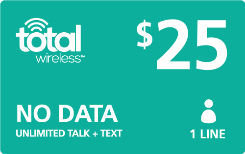 Total Wireless Prepaid $25 Refill Pin, Unlimited Talk & Text!