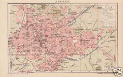 Aachen Burtscheid Rouge Terre ForÃªT Plan De Ville De 1904