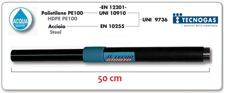 TECNOGIUNTO RETTILINEO RIVESTITO FILETTATO 3/4" x 25 giunto transazione ACQUA