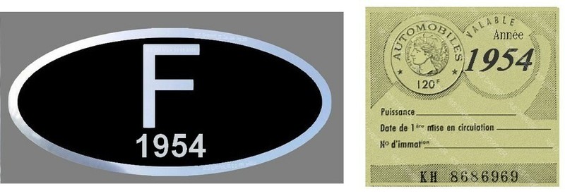 Vignette 1954 + AdhÃ©Sif F 1954 Noir Chrome Renault Peugeot Citroen Panhard Fiat