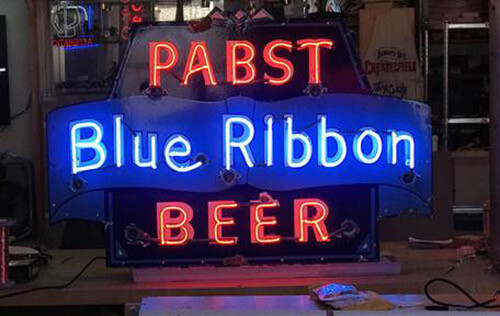 Antique Pabst Blue Ribbon PBR Porcelain Enameled Neon