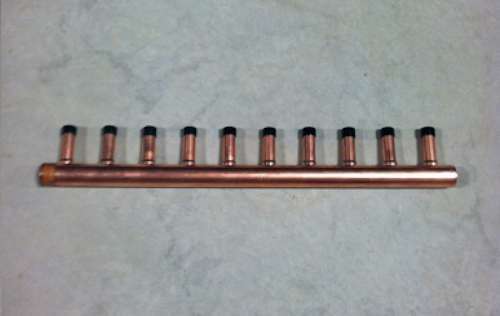 10 Loop 1" Copper Radiant Manifold W/ 1/2" Copper Fittings