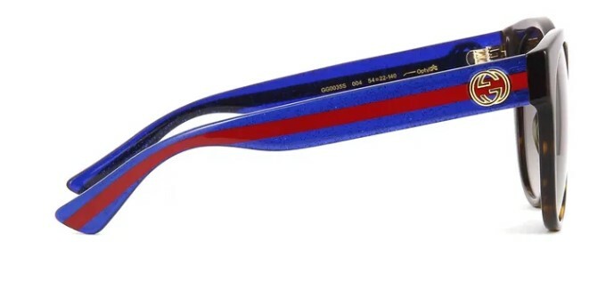 Pre-owned Gucci Gg0035sn 004 Havana Gradient Blue/brown Round Women Sunglasses