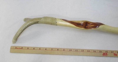 Diamond Willow Cane w/ Deer Antler Handle Horn Sanded Walking Stick Varnished