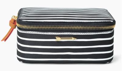 Stella amp Dot Black Cream Stripe Travel Jewelry Box Bag Organizer  New With Tags