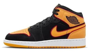 Кроссовки Big Kids Air Jordan 1 Mid SE Черные/ярко-оранжевые (FJ4924 008)