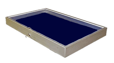 Aluminum Display Case Side Opening 34 x 22 x 3 Glass Top Showcase for Trade Show