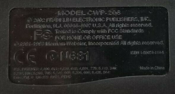 Franklin Merriam Webster Crossword Puzzle Solver CWP-206 Tested & Working