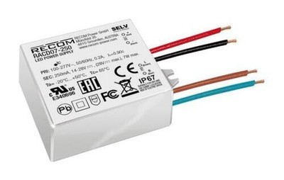 LED DRIVER, AC-DC, CC MODE, 7W, AC/dc led Drivers/PSU Power Supplies, RACD07-500
