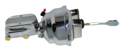 8'' Dual Chrome Power Brake Booster Ball Milled Flat Top Master + Brackets RETURN