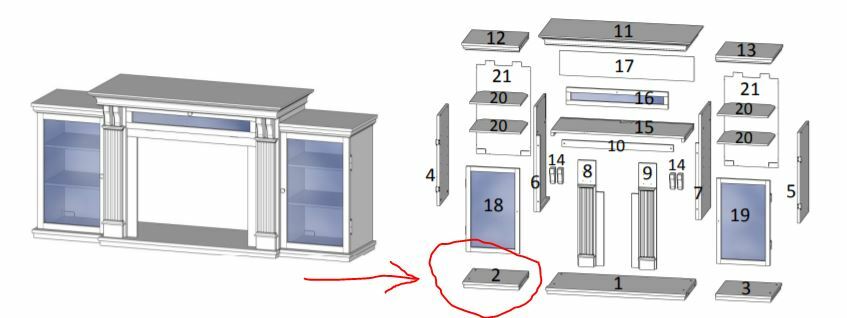 Real Flame Calie TV Stand, White, Left Base Panel 77200802 REPLACEMENT PART
