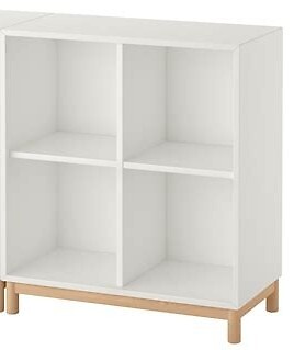 Ikea Eket White 4 Cube Storage On Wood Legs Perfect Condition In