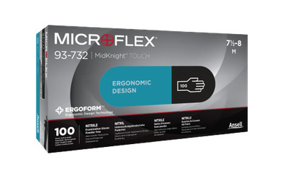 1,000-Pieces Microflex MidKnight Touch Exam Nitrile Gloves 93-732 Full Case