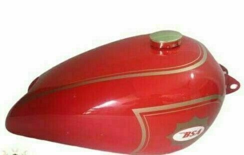 For BSA B31 B33 Plunger 500 Red Paint Steel Fuel Petrol Gas Tank With Cap & Tap