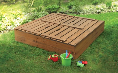 Badger Basket Covered Convertible Cedar Sandbox with Bench Seats, Natural