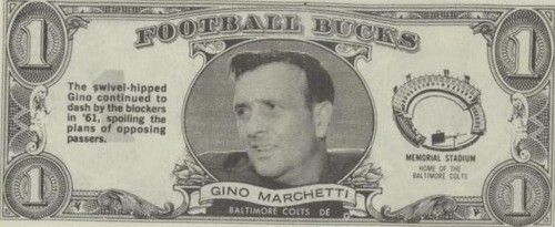 1962 Topps Football Bucks Gino Marchetti #43