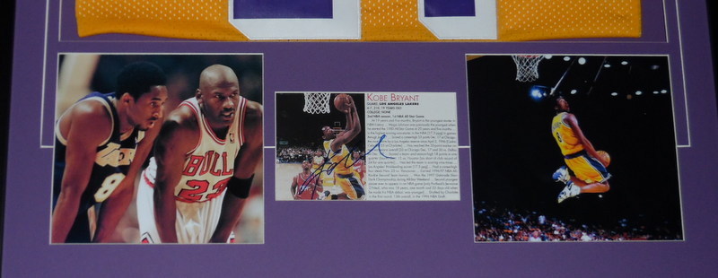 Kobe Bryant Signed Framed 29x33 Jersey & Photo Display JSA Lakers