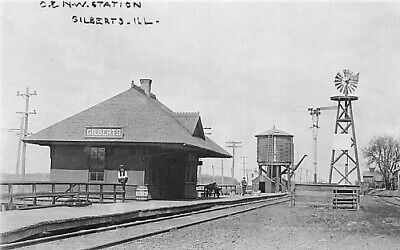 Railroad Train Station Depot Gilberts Illinois IL