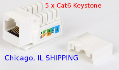 5 x Pcs CAT6 Keystone Jack White Ethernet 110 Punch Down 8P8P RJ45
