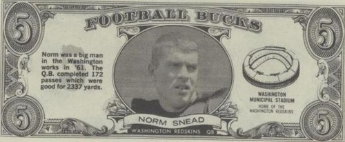 1962 Topps Football Bucks Norm Snead #17
