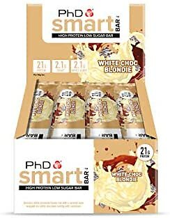 PhD Smart Bar High Protein Low Sugar Bar, White Choc Blondie, 64 g, Pack of 12