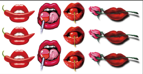 4 Sheets /Set Sexy Naughty Temporary Tattoo Stickers Adult Body Art Lips Kiss