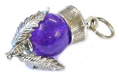VINTAGE SILVER /& MALACHITE SCOTTISH THISTLE CHARM
