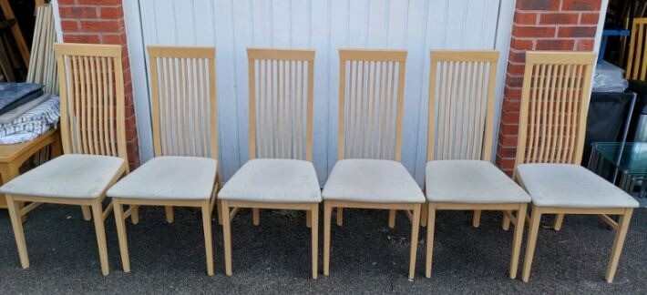 6 High Back Solid Wood Dining Chairs FREE DELIVERY 239 | in Leicester