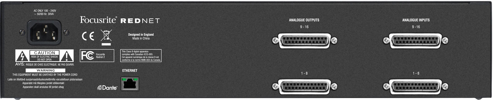 Focusrite Pro RedNet 2 - Dante Equipped 16-Channel Audio Interface