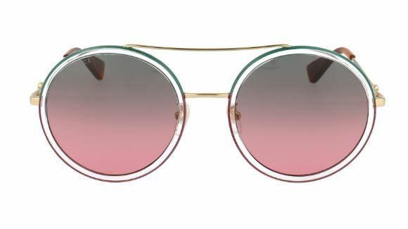 Pre-owned Gucci Gold / Green Gradient Women's 56mm Sunglasses Gg0061s-022 56