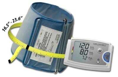 LifeSource Blood Pressure Monitor Extra Large Cuff For XL Arms with AC Adapter