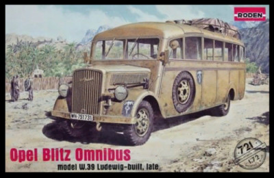 Roden 721 Opel Blitz OmnibusW39 German headquarters bus, Africa, 1/72 scale kit
