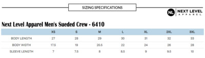 Next Level Men's Sueded Crew Neck Premium Fit T-Shirt Short Sleeves T-Shirt 6410