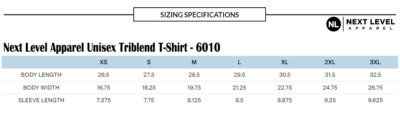 Next Level Apparel Unisex Triblend T Shirt Crew Neck Blank T-Shirt 6010 - XS-3XL