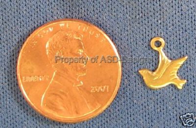 50pc Raw Brass Flying Swallow Dove Bird Charms 4860