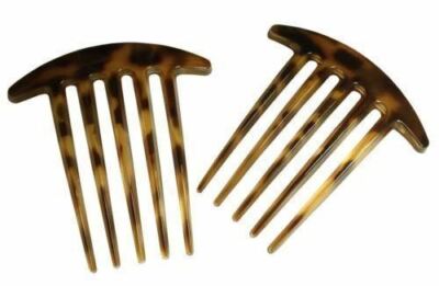 Parcelona French Medium Interlocking Light Tortoise Shell Side Hair Comb 2 pcs