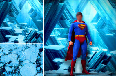 DETOLF DIORAMA POSTER BACKDROP~SUPERMAN FORTRESS~FOR 1/6 HOT TOYS FIGURES MMS152