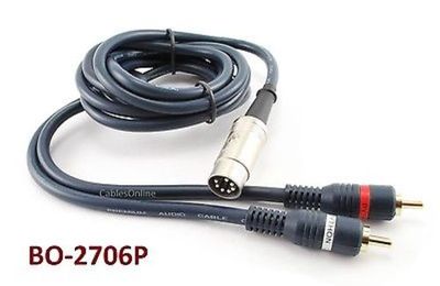 CablesOnline 6ft 7-Pin Din Plug to 2RCA Plug Blue Audio Cable