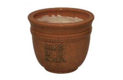 VASO IN TERRACOTTA MINUTI smaltato con effetto antichizzato Ø 17,5 x H. 14,5 cm
